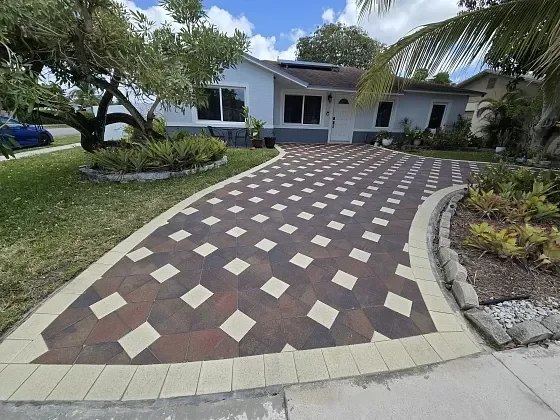 Re-sanded paver driveway in North Lauderdale