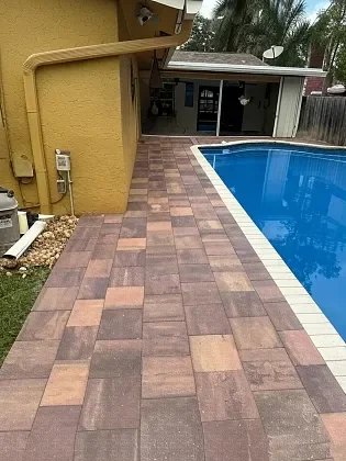 Restored brick pool deck in Palm Beach