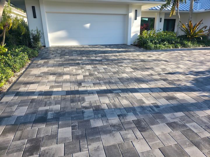 Restored paver driveway detail in Palm Beach